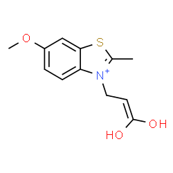 ChemSpider 2D Image | 3-(3,3-Dihydroxy-2-propen-1-yl)-6-methoxy-2-methyl-1,3-benzothiazol-3-ium | C12H14NO3S