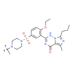 ChemSpider 2D Image | 2-[2-Ethoxy-5-({4-[(1,1-~3~H_2_)ethyl]-1-piperazinyl}sulfonyl)phenyl]-5-methyl-7-propylimidazo[5,1-f][1,2,4]triazin-4(1H)-one | C23H30T2N6O4S