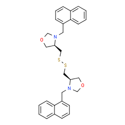 ChemSpider 2D Image | (4R,4'R)-4,4'-[Disulfanediylbis(methylene)]bis[3-(1-naphthylmethyl)-1,3-oxazolidine] | C30H32N2O2S2