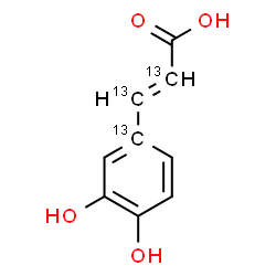 ChemSpider 2D Image | (2E)-3-[3,4-Dihydroxy(1-~13~C)phenyl](2,3-~13~C_2_)-2-propenoic acid | C613C3H8O4