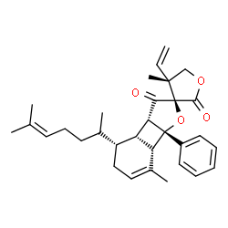 ChemSpider 2D Image | (2R,3aS,3bS,4R,4'R,7aS,7bR)-4',7-Dimethyl-4-[(2R)-6-methyl-5-hepten-2-yl]-7b-phenyl-4'-vinyl-3a,3b,4,4',5,5',7a,7b-octahydro-3H-spiro[benzo[3,4]cyclobuta[1,2-b]furan-2,3'-furan]-2',3-dione | C31H38O4