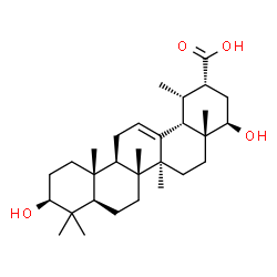 ChemSpider 2D Image | (3beta,19alpha,22beta)-3,22-Dihydroxyurs-12-en-30-oic acid | C30H48O4
