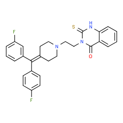 ChemSpider 2D Image | 3-(2-{4-[(3-Fluorophenyl)(4-fluorophenyl)methylene]-1-piperidinyl}ethyl)-2-thioxo-2,3-dihydro-4(1H)-quinazolinone | C28H25F2N3OS