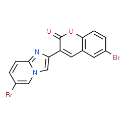 ChemSpider 2D Image | 6-Bromo-3-(6-bromoimidazo[1,2-a]pyridin-2-yl)-2H-chromen-2-one | C16H8Br2N2O2