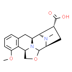 ChemSpider 2D Image | (1S,2R,3R,5S,9R)-11-Methoxy-18-methyl-7-oxa-17,18-diazapentacyclo[7.7.1.1~2,5~.0~6,17~.0~10,15~]octadeca-10,12,14-triene-3-carboxylic acid | C18H22N2O4