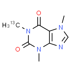 ChemSpider 2D Image | 3,7-Dimethyl-1-(~13~C)methyl-3,7-dihydro-1H-purine-2,6-dione | C713CH10N4O2