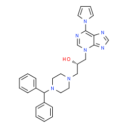 ChemSpider 2D Image | (2S)-1-[4-(Diphenylmethyl)-1-piperazinyl]-3-[6-(1H-pyrrol-1-yl)-3H-purin-3-yl]-2-propanol | C29H31N7O