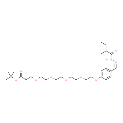 ChemSpider 2D Image | 2-Methyl-2-propanyl 1-(4-{(Z)-[(2-methylbutanoyl)hydrazono]methyl}phenoxy)-3,6,9,12-tetraoxapentadecan-15-oate | C27H44N2O8