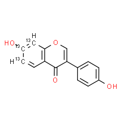 ChemSpider 2D Image | 7-Hydroxy-3-(4-hydroxyphenyl)(6,7,8-~13~C_3_)-4H-chromen-4-one | C1213C3H10O4