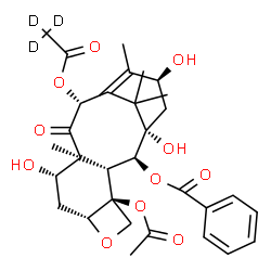 ChemSpider 2D Image | (2alpha,5beta,7beta,10beta,13alpha)-4-Acetoxy-10-[(~2~H_3_)ethanoyloxy]-1,7,13-trihydroxy-9-oxo-5,20-epoxytax-11-en-2-yl benzoate | C31H35D3O11